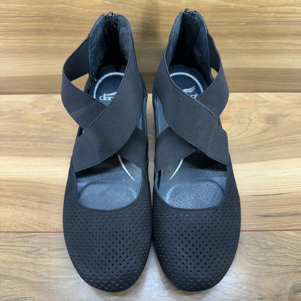 Dansko Laura Perf Wedge Comfort Pumps Womens 9 EU 39 Black Nubuck Back Zip - Picture 4 of 11